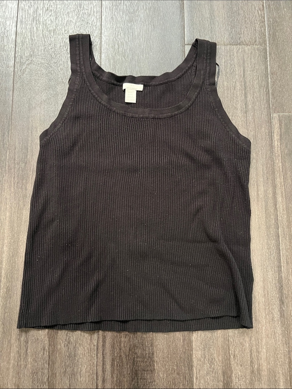 Black Ribbed Tank Top - Women